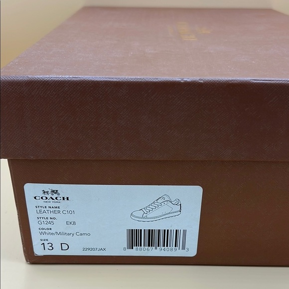 Coach White Sneakers C101 Low Top Sneaker White/Military Camo Size 13 - Picture 2 of 8